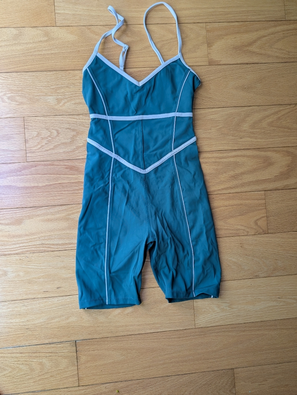 Teal Contrast-Trim Women's One-Piece Active Romper
